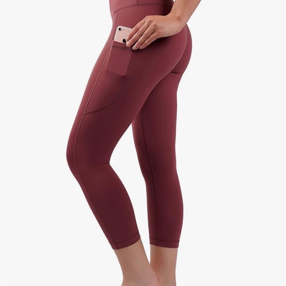 90 Degree By Reflex Red Leggings High Waist Performance
